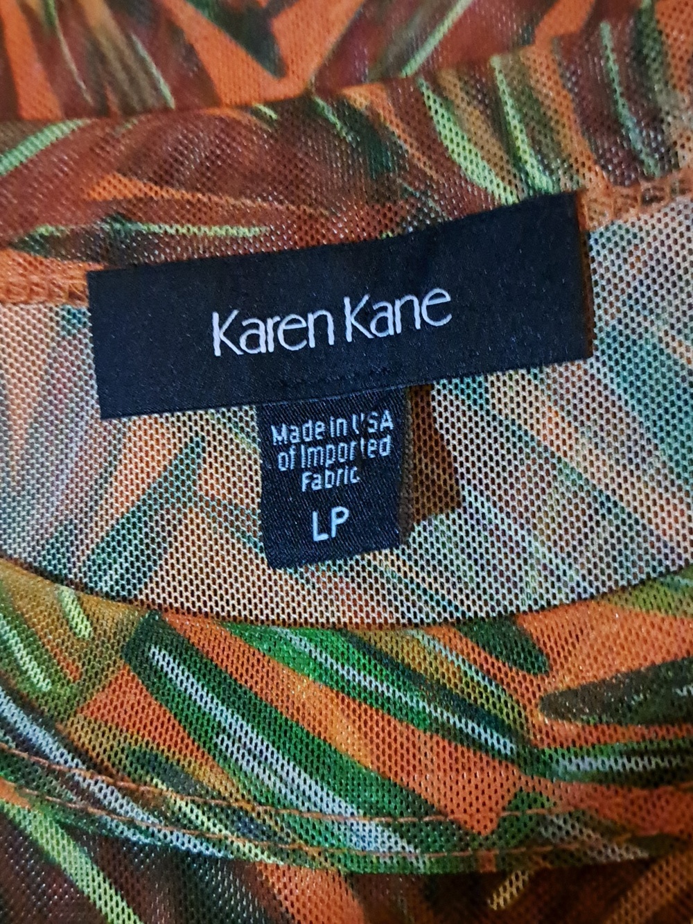 Karen Kane Orange Tropical Leaf Short Sleeve Tee - Picture 6 of 9